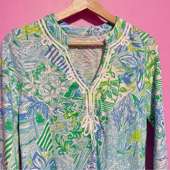 Lilly Pulitzer Tunic‎ Women’s Size Small Kaia Knit Blue Green 3/4 Sleeve - Picture 5 of 8